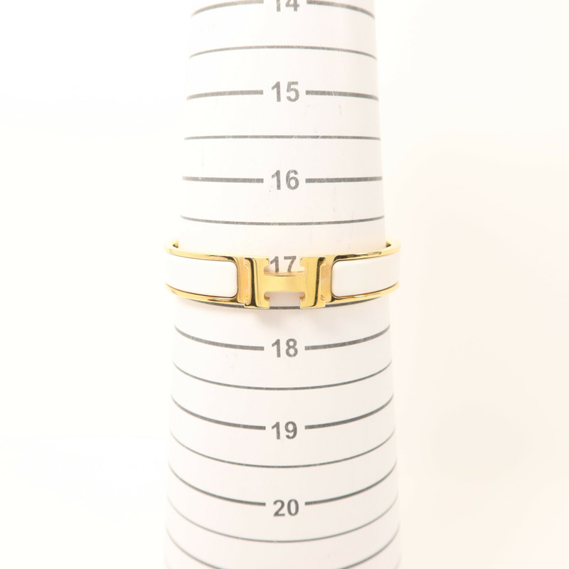 HERMES 金屬/琺瑯Clic H手鐲Blanc-9