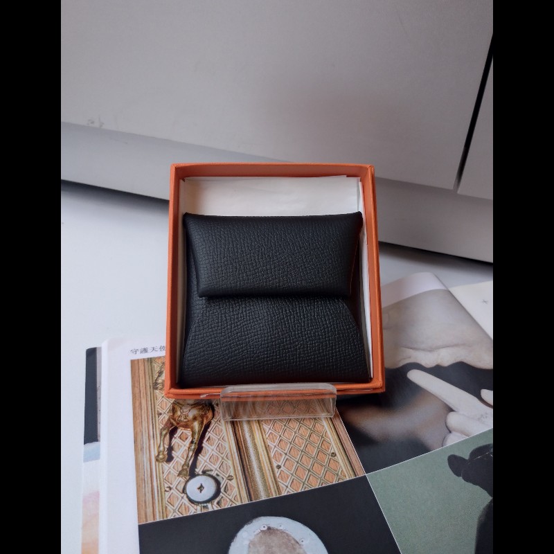 Hermes 黑皮對開小方零錢包 Bastia-0