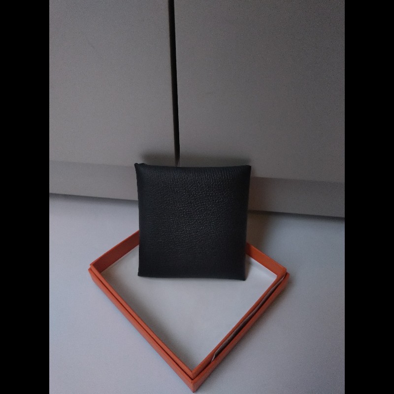 Hermes 黑皮對開小方零錢包 Bastia-1