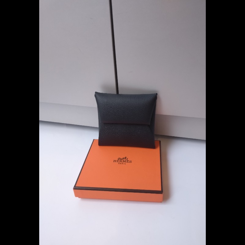 Hermes 黑皮對開小方零錢包 Bastia-2