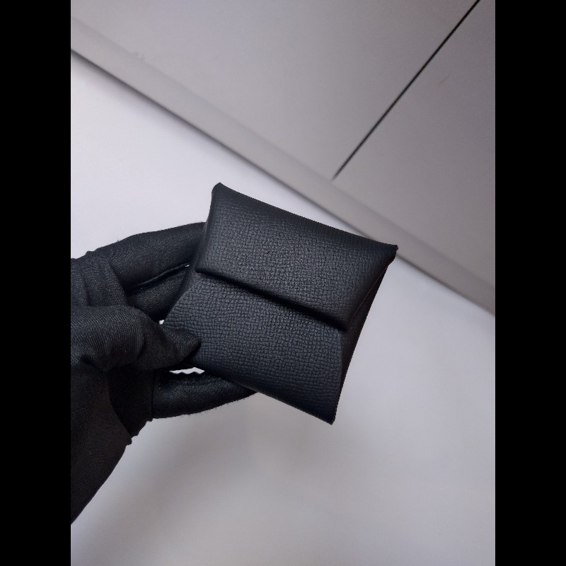 Hermes 黑皮對開小方零錢包 Bastia-3