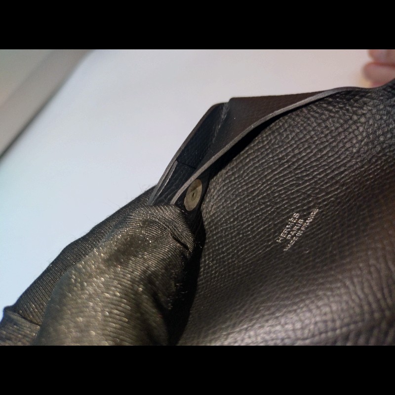 Hermes 黑皮對開小方零錢包 Bastia-9