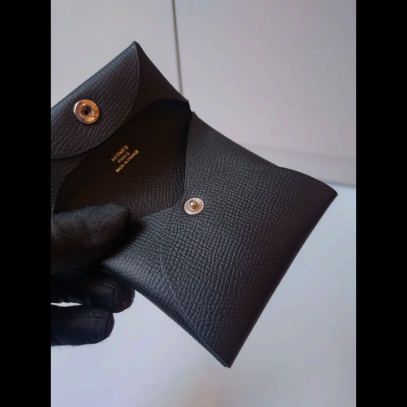 Hermes 黑皮對開小方零錢包 Bastia-13