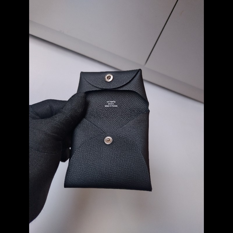 Hermes 黑皮對開小方零錢包 Bastia-14