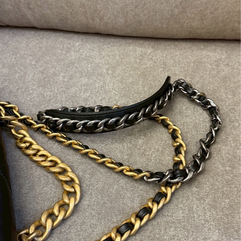 香奈兒19bag黑金小號-9
