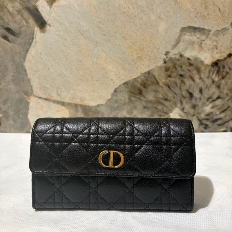 Dior黑牛皮金釦信封長夾-0