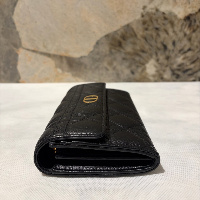 Dior黑牛皮金釦信封長夾-2
