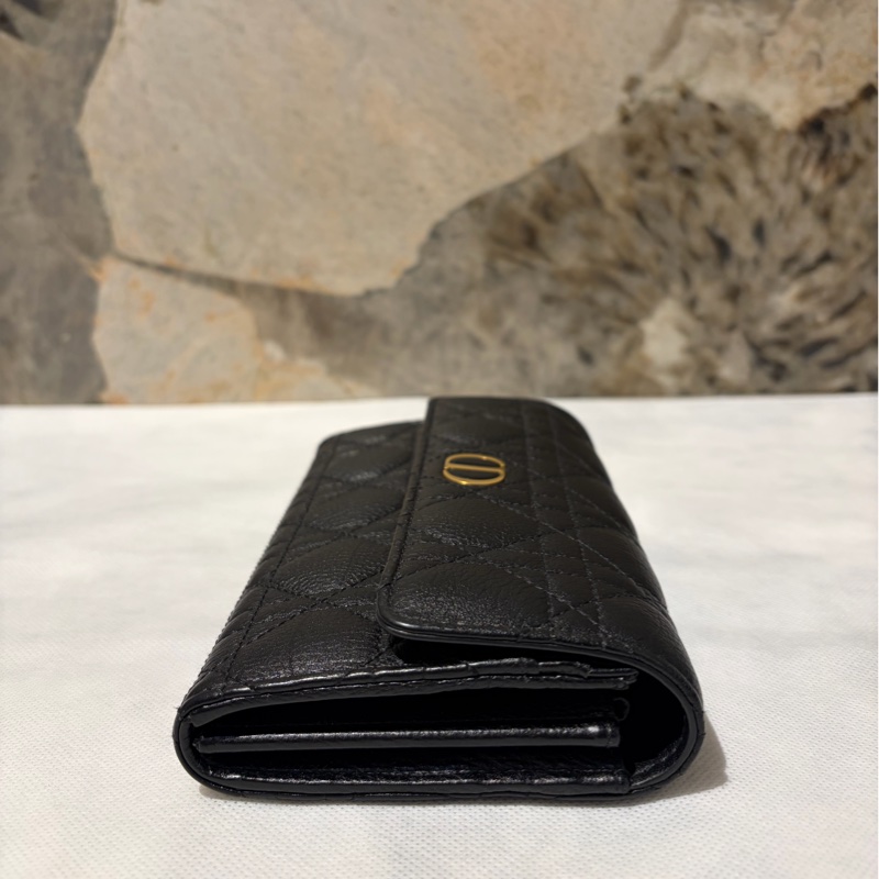 Dior黑牛皮金釦信封長夾-3