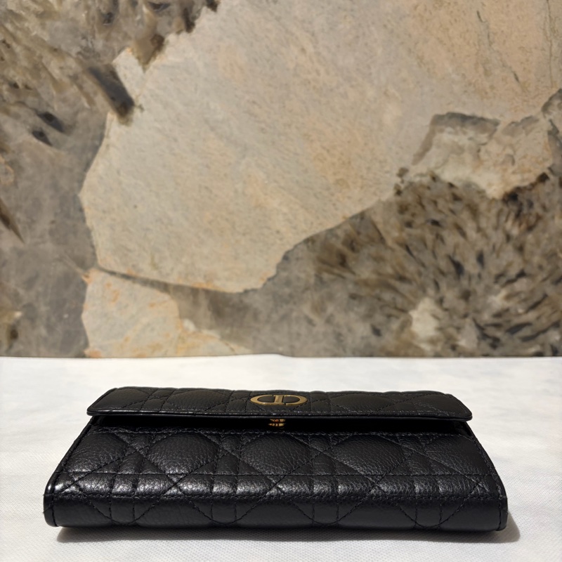 Dior黑牛皮金釦信封長夾-4
