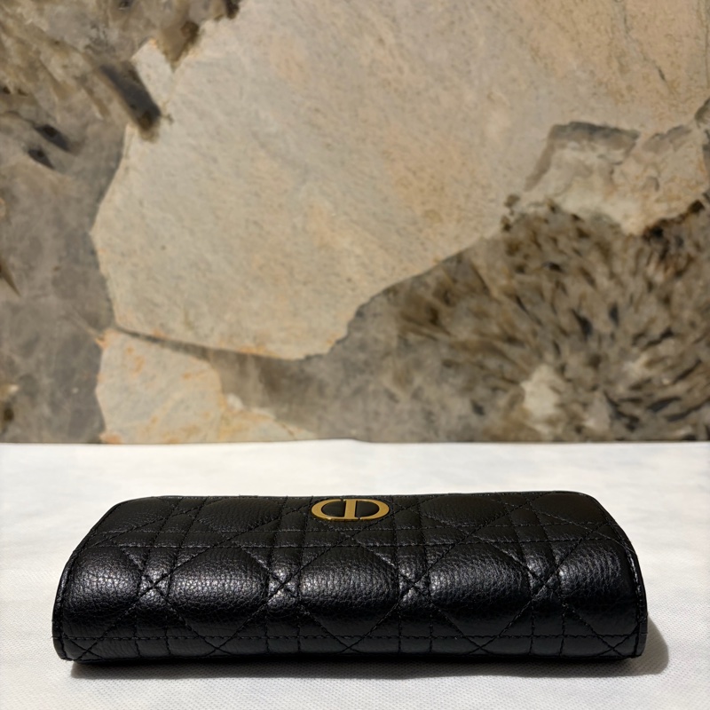 Dior黑牛皮金釦信封長夾-5