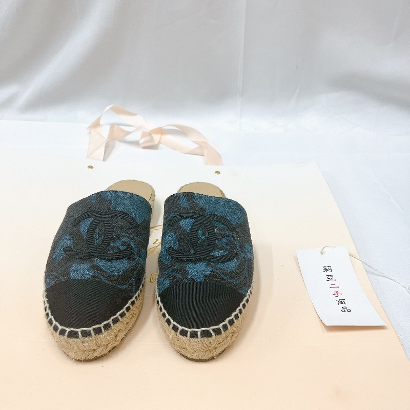 莉亞精品♡CHANEL 牛仔漁夫穆勒鞋 尺碼37 二手美品-1