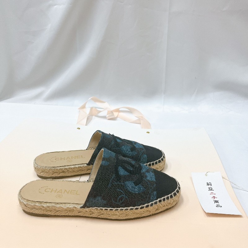 莉亞精品♡CHANEL 牛仔漁夫穆勒鞋 尺碼37 二手美品-2