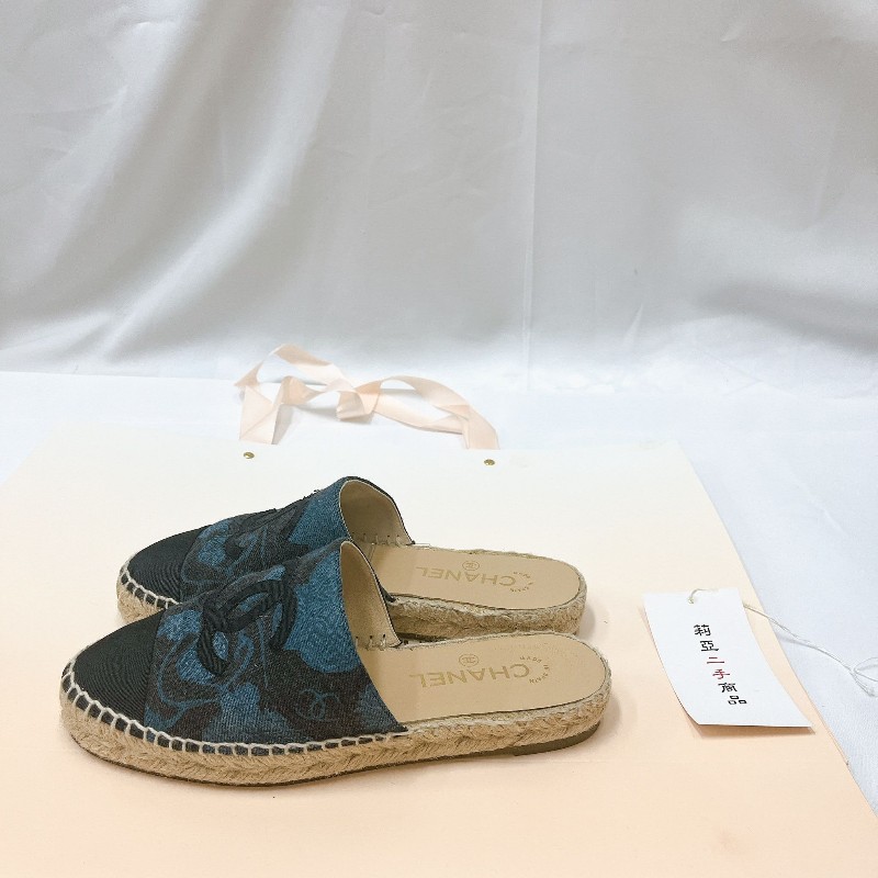 莉亞精品♡CHANEL 牛仔漁夫穆勒鞋 尺碼37 二手美品-3