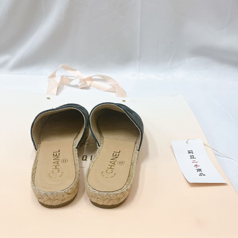 莉亞精品♡CHANEL 牛仔漁夫穆勒鞋 尺碼37 二手美品-4