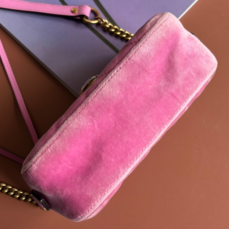 ::GUCCI 真品＊448065 粉色天鵝絨鑽飾相機包 斜背包-7