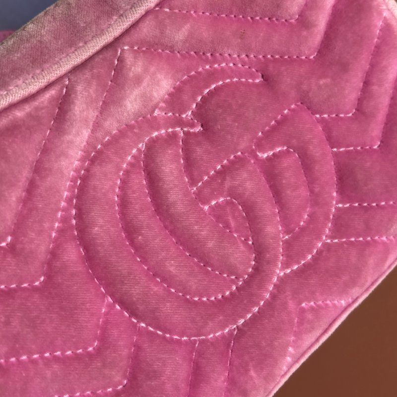 ::GUCCI 真品＊448065 粉色天鵝絨鑽飾相機包 斜背包-9