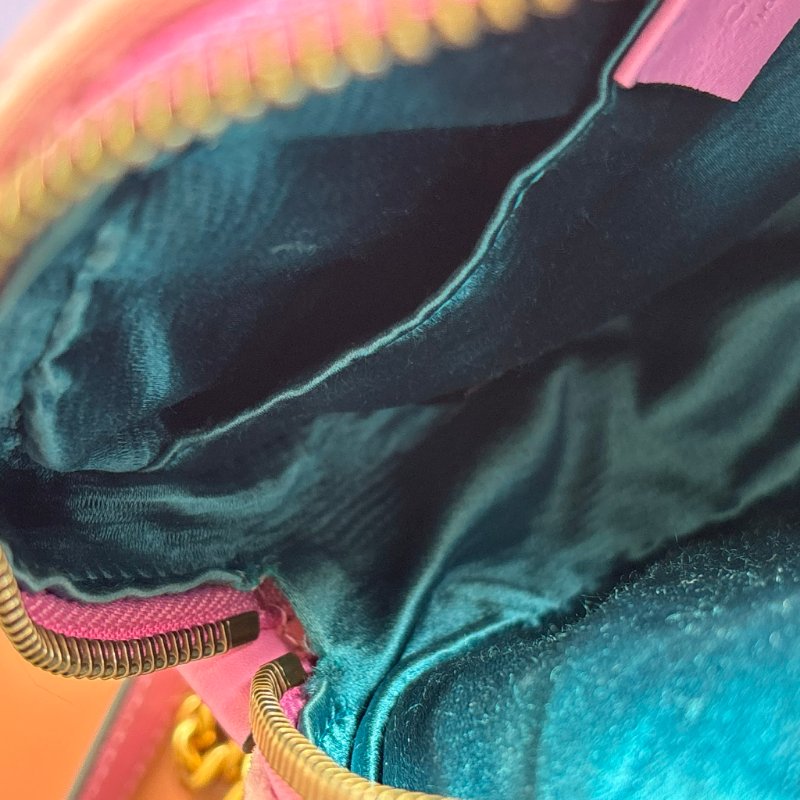 ::GUCCI 真品＊448065 粉色天鵝絨鑽飾相機包 斜背包-18