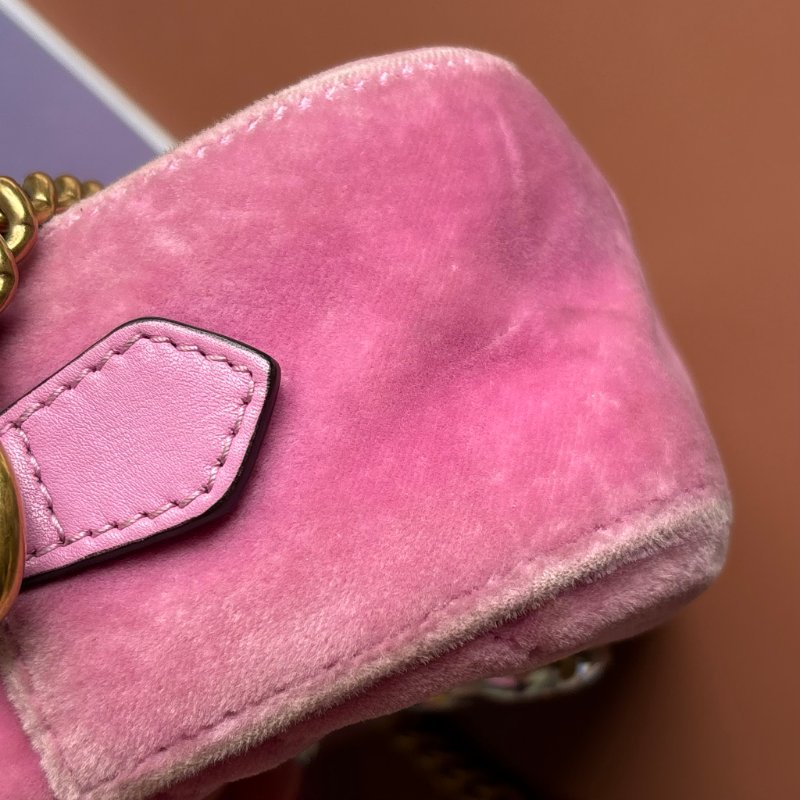 ::GUCCI 真品＊448065 粉色天鵝絨鑽飾相機包 斜背包-20