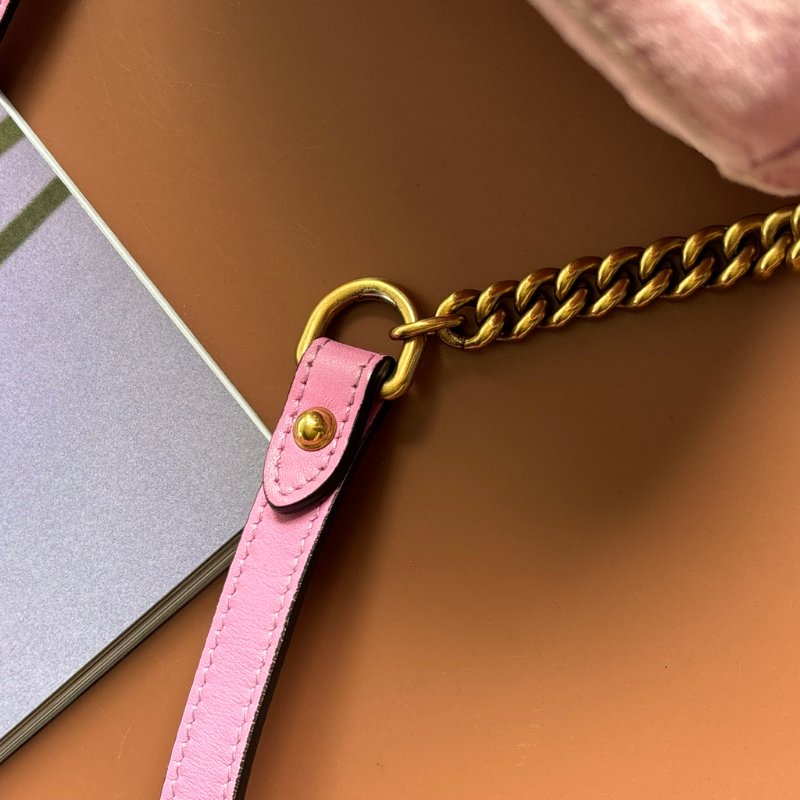 ::GUCCI 真品＊448065 粉色天鵝絨鑽飾相機包 斜背包-25