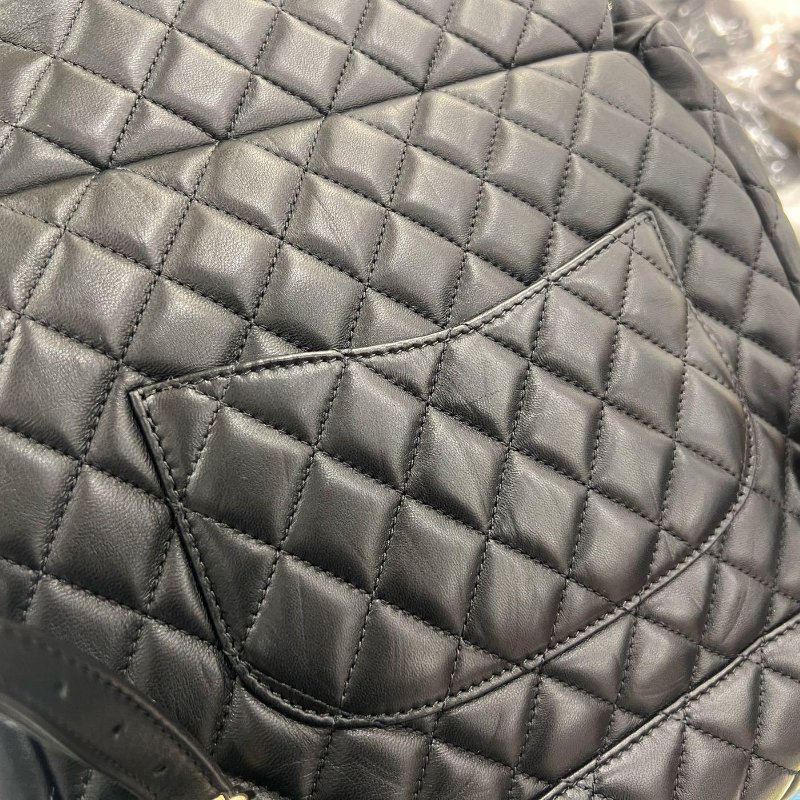 東區正精品㊣CHANEL A91122 香奈兒黑色羊皮翻蓋金釦金鍊雙肩後背包大款 RZ6358-6