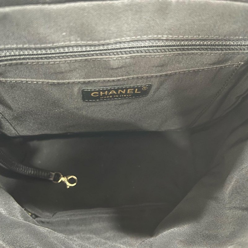 東區正精品㊣CHANEL A91122 香奈兒黑色羊皮翻蓋金釦金鍊雙肩後背包大款 RZ6358-13