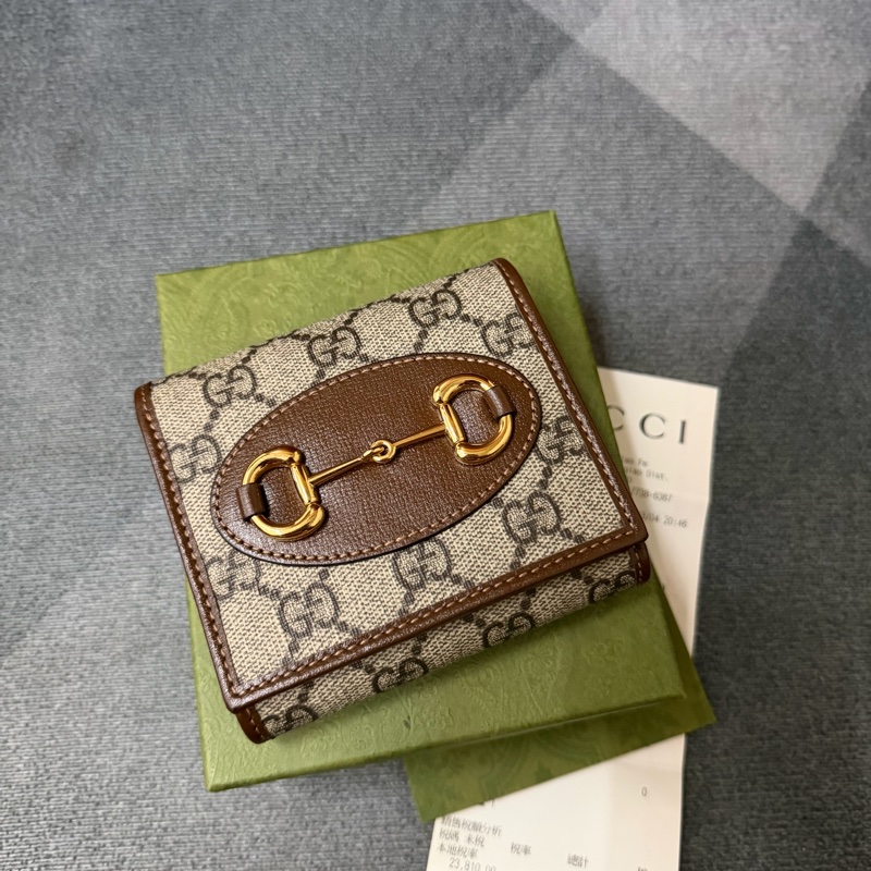 GUCCI 1955 帆布牛皮短夾/零錢包-0