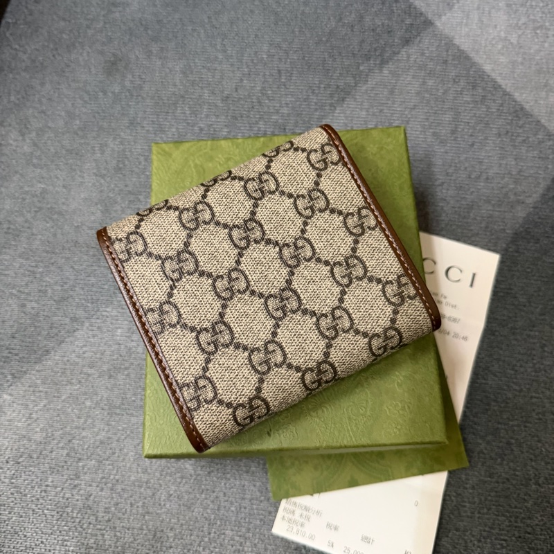 GUCCI 1955 帆布牛皮短夾/零錢包-1