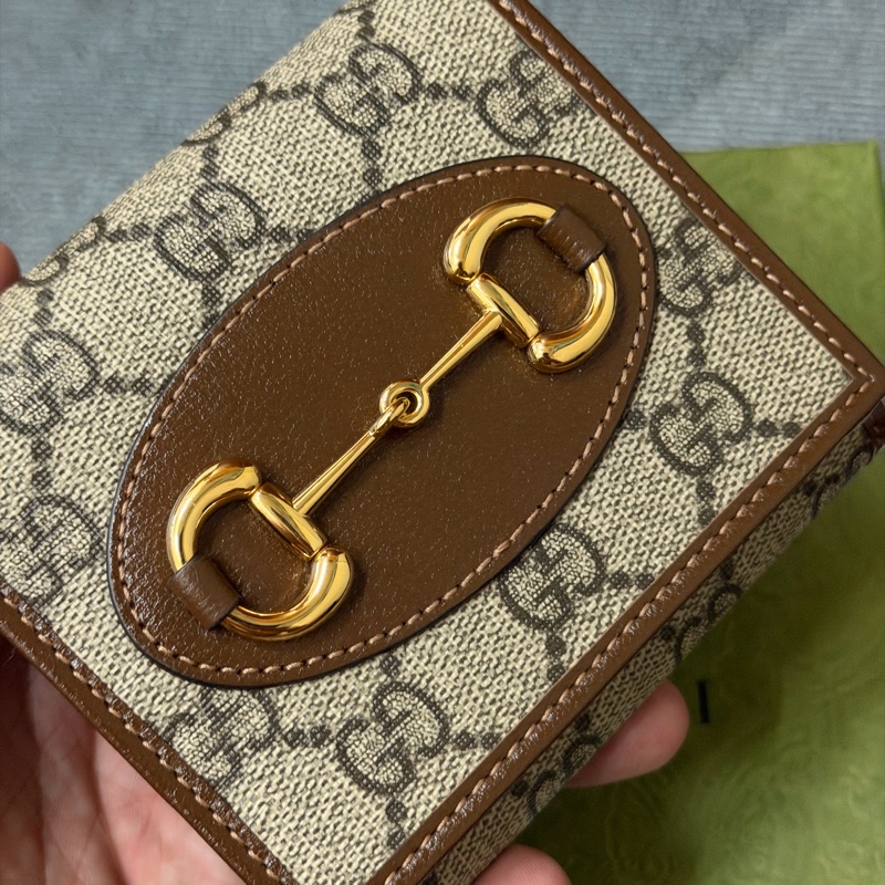 GUCCI 1955 帆布牛皮短夾/零錢包-2