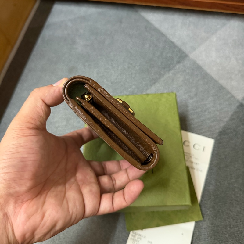 GUCCI 1955 帆布牛皮短夾/零錢包-3