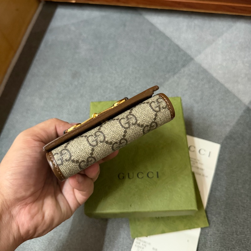 GUCCI 1955 帆布牛皮短夾/零錢包-4