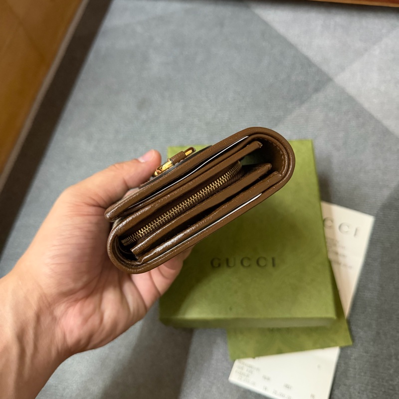 GUCCI 1955 帆布牛皮短夾/零錢包-5