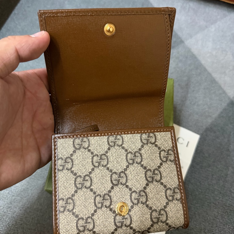 GUCCI 1955 帆布牛皮短夾/零錢包-7