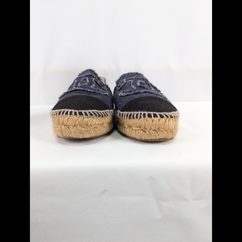 莉亞精品♡CHANEL 黑頭單寧藍漁夫鞋 尺碼37 二手美品-1