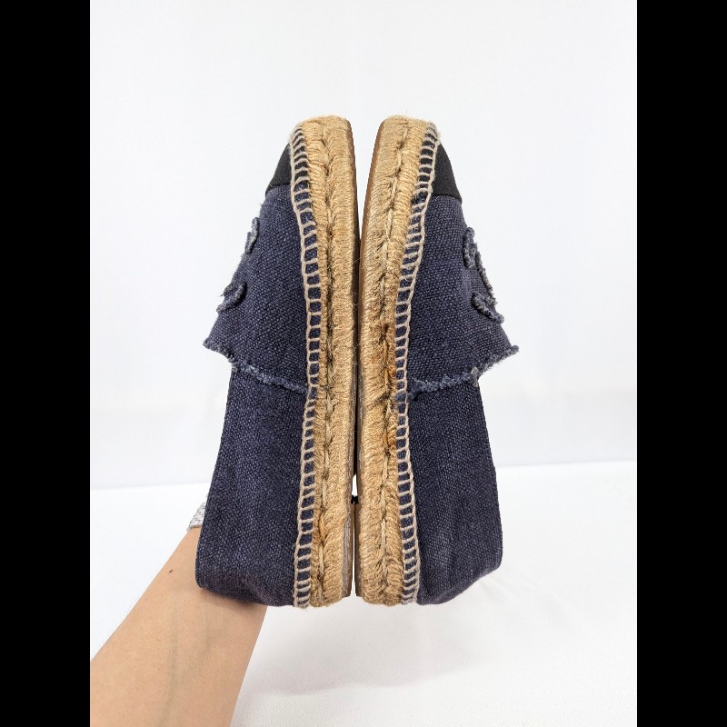 莉亞精品♡CHANEL 黑頭單寧藍漁夫鞋 尺碼37 二手美品-5