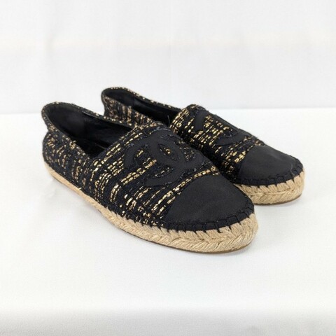 莉亞精品♡CHANEL 黑頭金絲漁夫鞋 尺碼37 二手美品