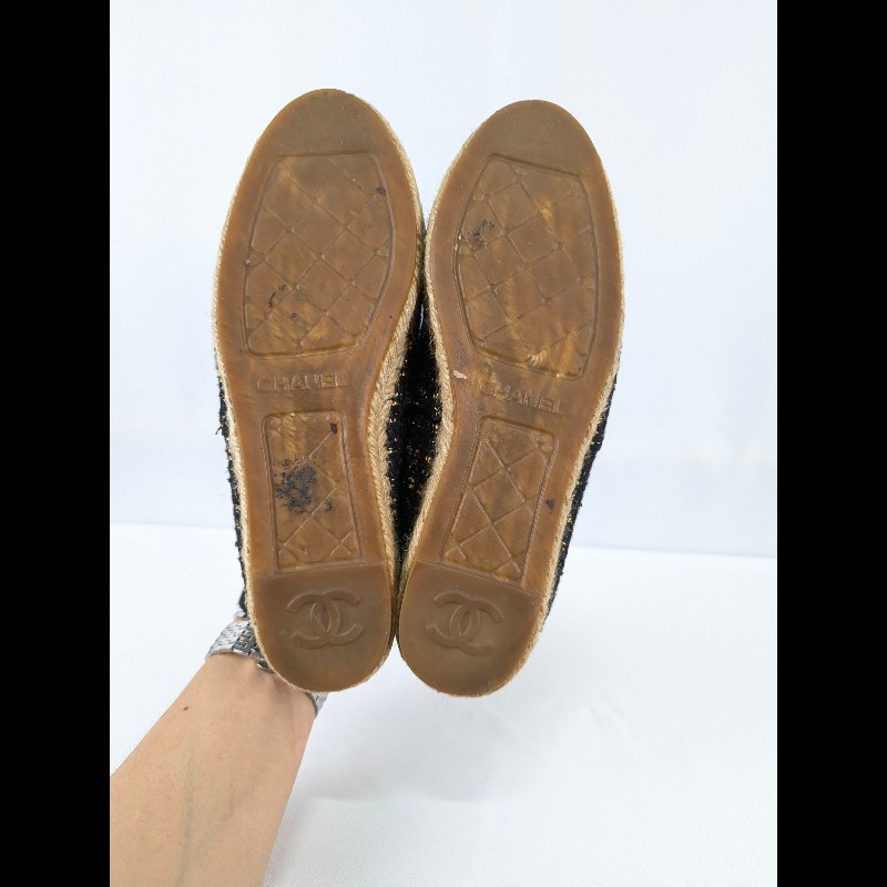 莉亞精品♡CHANEL 黑頭金絲漁夫鞋 尺碼37 二手美品-2