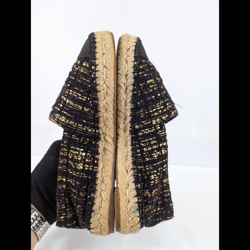莉亞精品♡CHANEL 黑頭金絲漁夫鞋 尺碼37 二手美品-5
