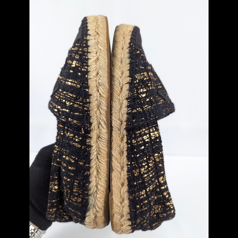 莉亞精品♡CHANEL 黑頭金絲漁夫鞋 尺碼37 二手美品-6