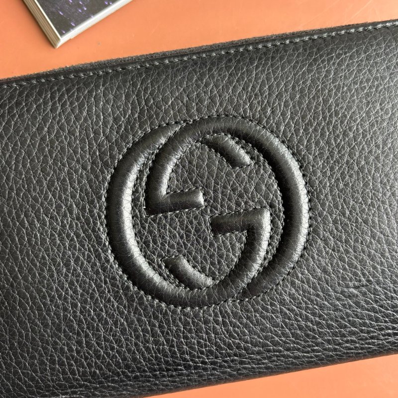 ::GUCCI:: 291102 Soho黑色皮革雙G壓紋流蘇拉鍊長夾-2