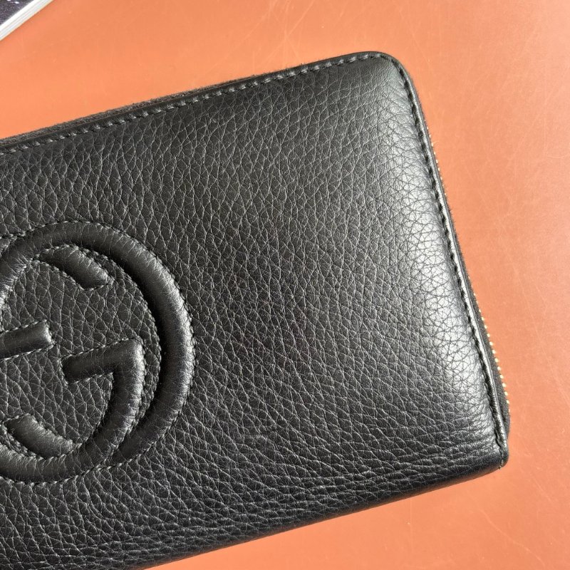 ::GUCCI:: 291102 Soho黑色皮革雙G壓紋流蘇拉鍊長夾-3