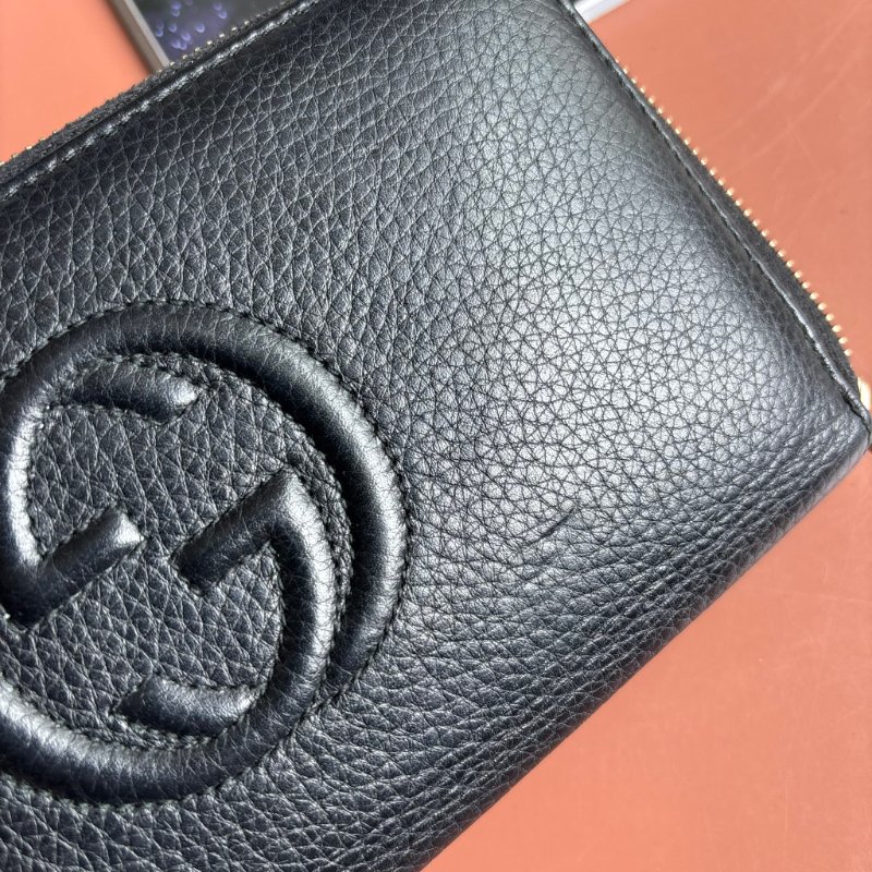 ::GUCCI:: 291102 Soho黑色皮革雙G壓紋流蘇拉鍊長夾-20