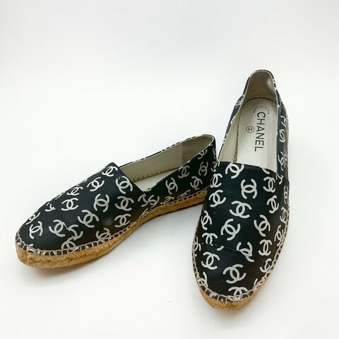 莉亞精品♡CHANEL 滿印logo皮面漁夫鞋 尺碼39 二手美品