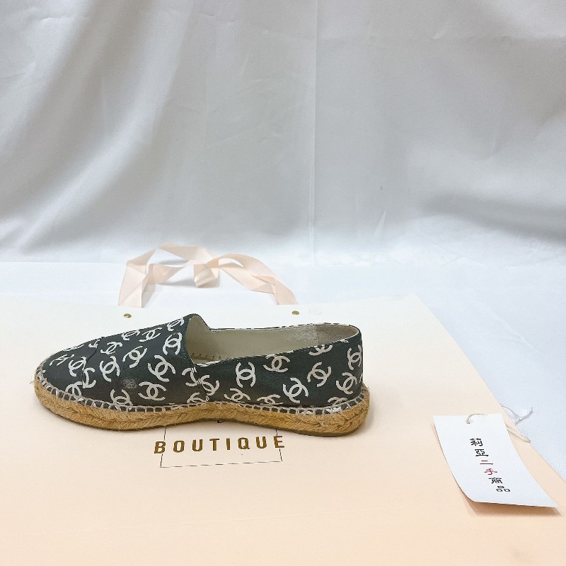 莉亞精品♡CHANEL 滿印logo皮面漁夫鞋 尺碼39 二手美品-7
