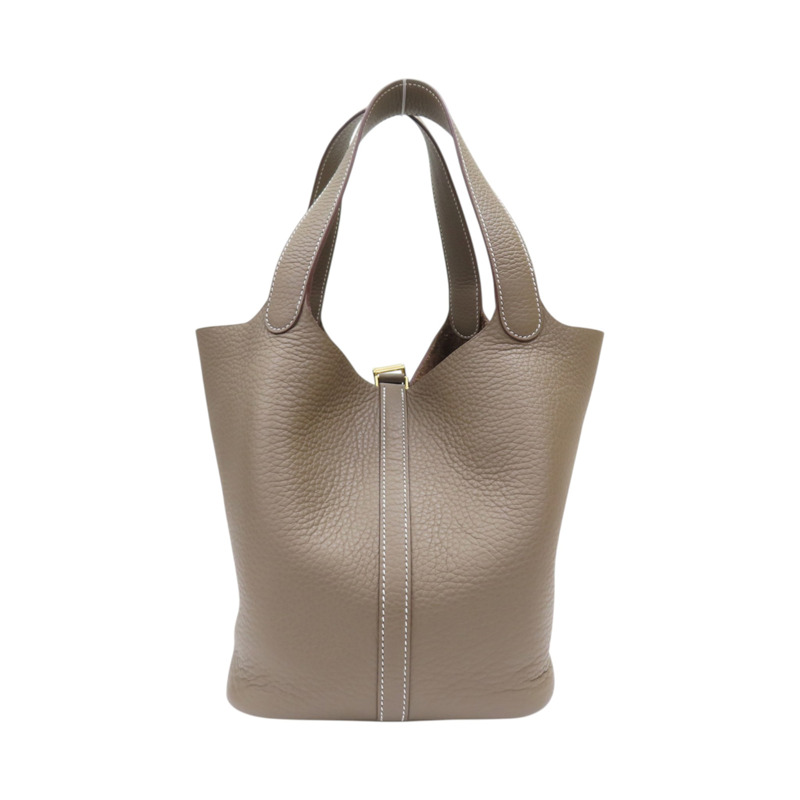 大象灰 Clemence牛皮 Picotin Lock 22 手提包 W刻 金扣【HERMES 愛馬仕】 H060991CC18-1