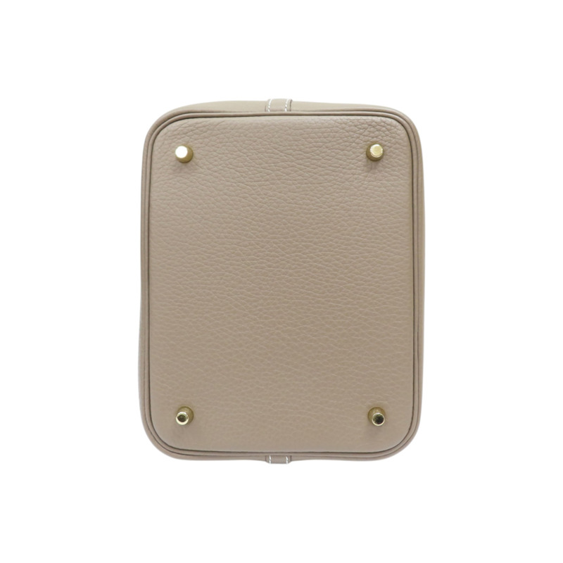 大象灰 Clemence牛皮 Picotin Lock 22 手提包 W刻 金扣【HERMES 愛馬仕】 H060991CC18-3