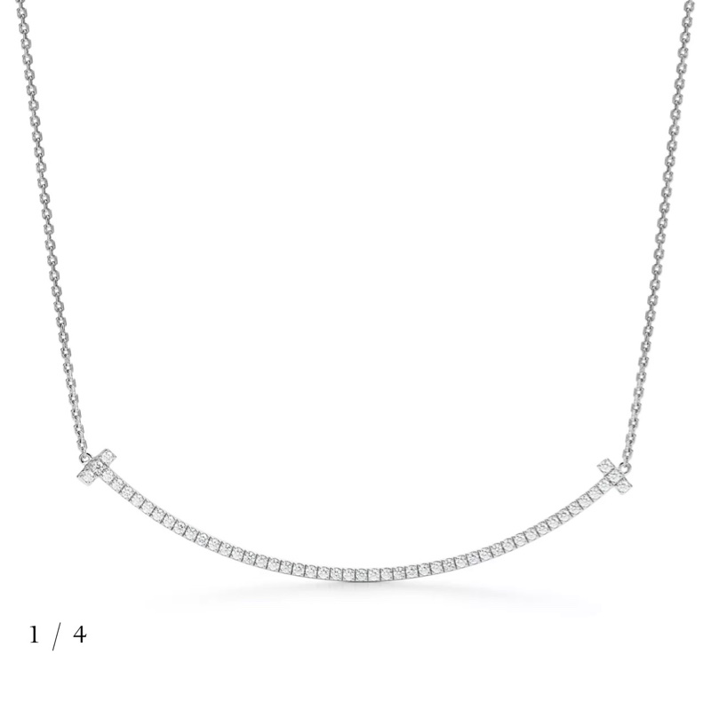 Tiffany T Smile 鑲鑽項鍊（最大號 / Extra Large） 滿鑽石白金-1