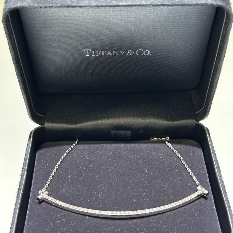 Tiffany T Smile 鑲鑽項鍊（最大號 / Extra Large） 滿鑽石白金-3