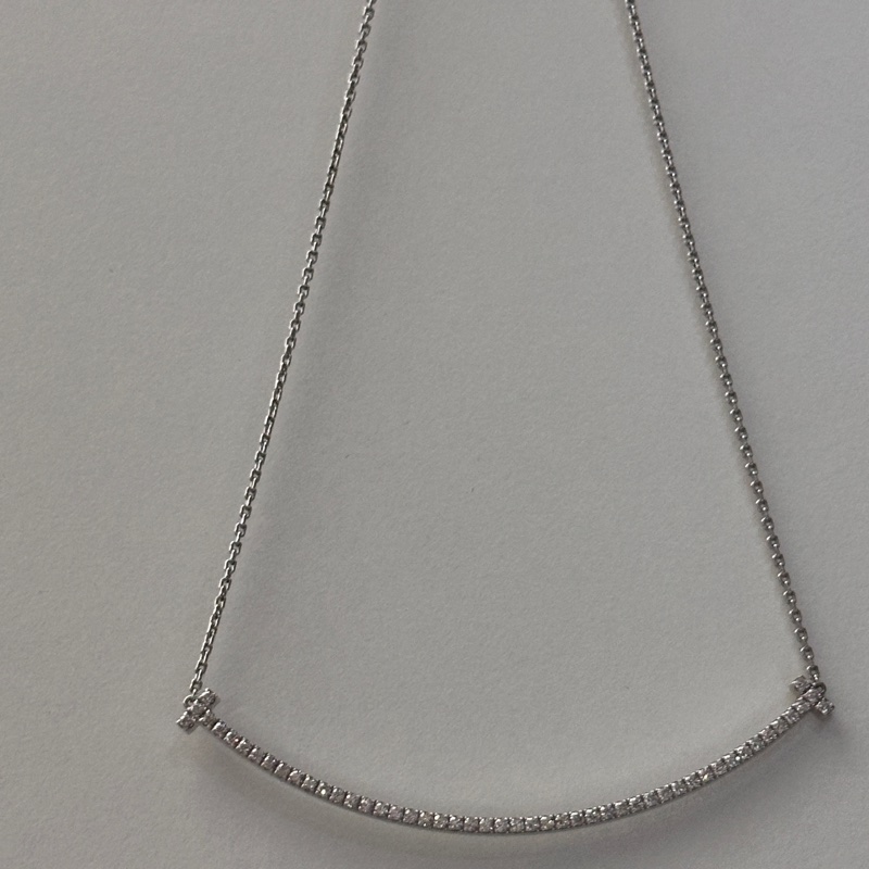 Tiffany T Smile 鑲鑽項鍊（最大號 / Extra Large） 滿鑽石白金-5