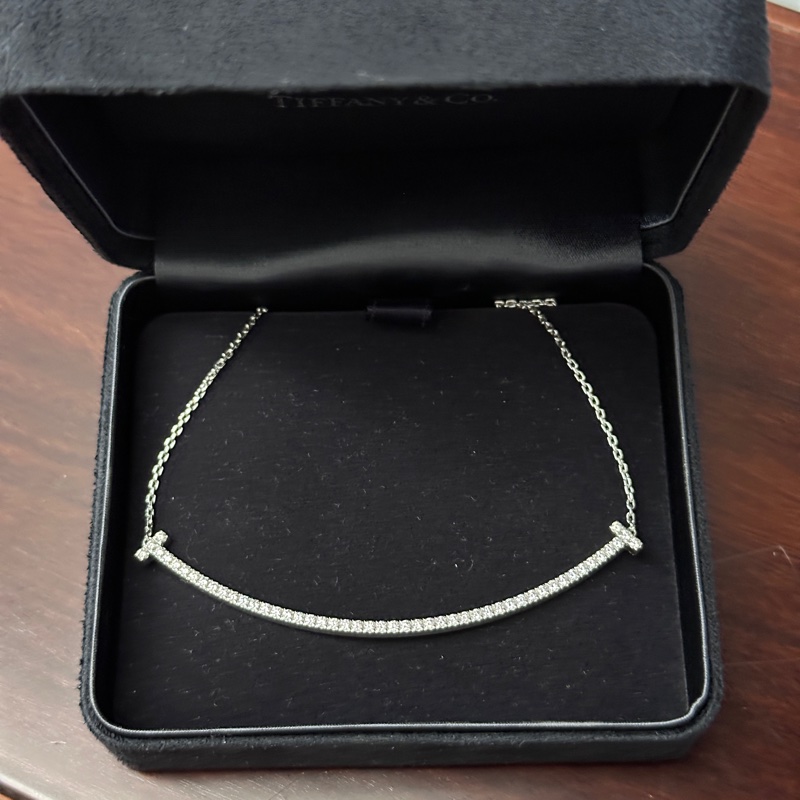 Tiffany T Smile 鑲鑽項鍊（最大號 / Extra Large） 滿鑽石白金-7