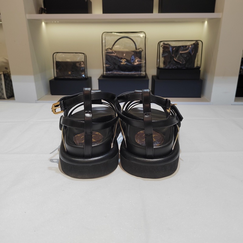 LV路易威登黑金老花凉鞋-1